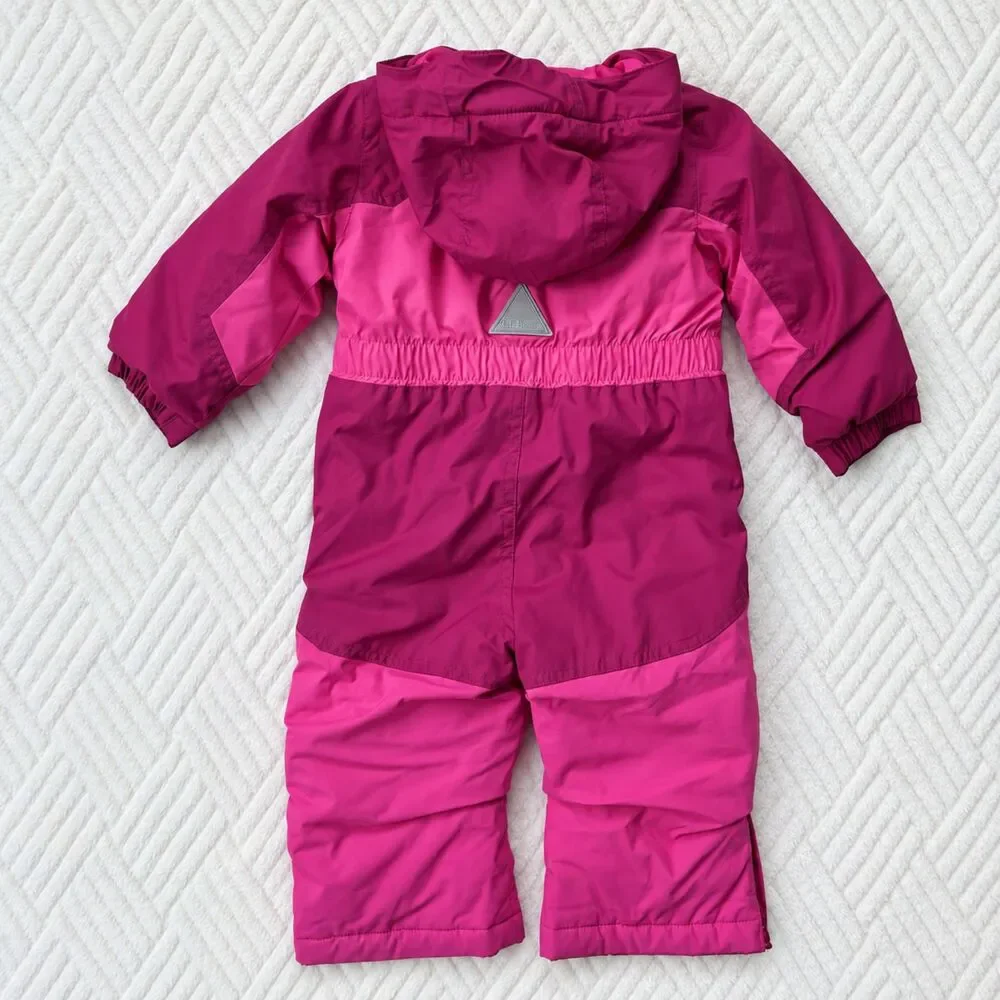 L.L. Bean Baby 12-18M Cold Buster Thinsulate Pink Snowsuit Grow Cuffs Winter